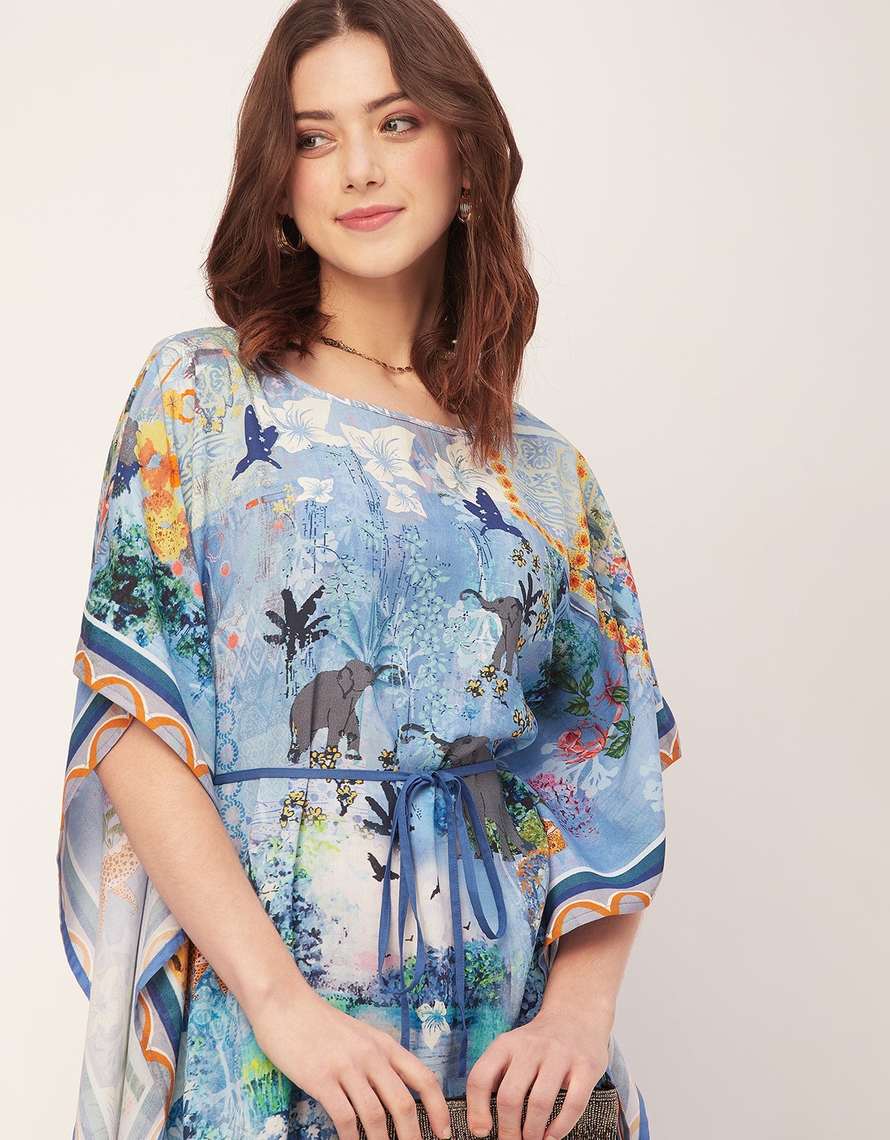 Printed Viscose Rayon Short Sleeve Kaftan
