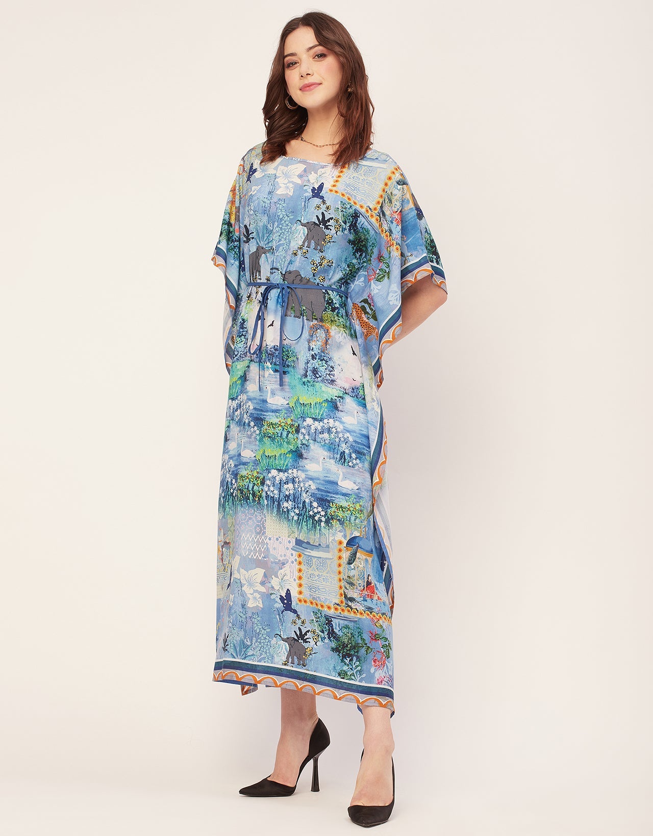 Printed Viscose Rayon Short Sleeve Kaftan