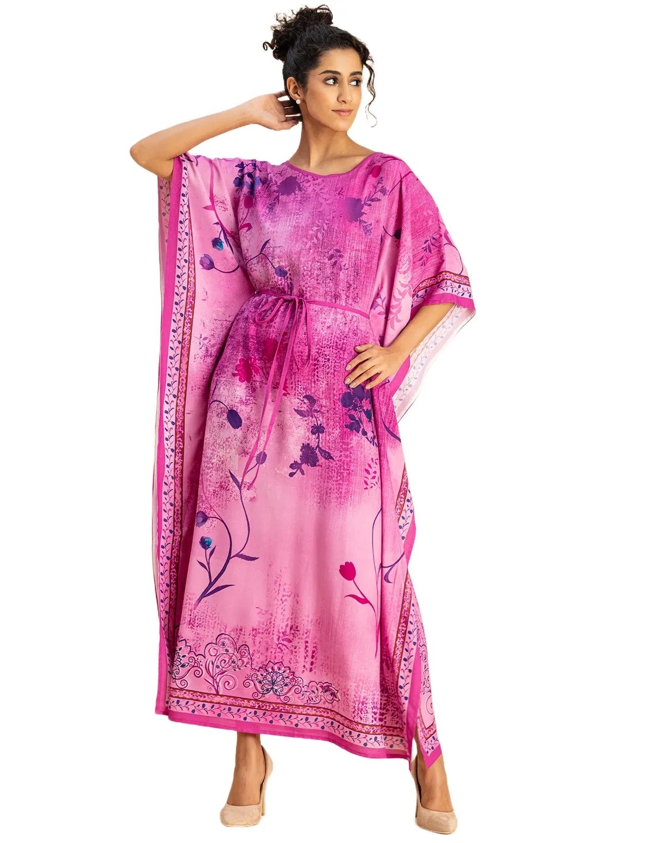 Printed Viscose Rayon Short Sleeve Kaftan