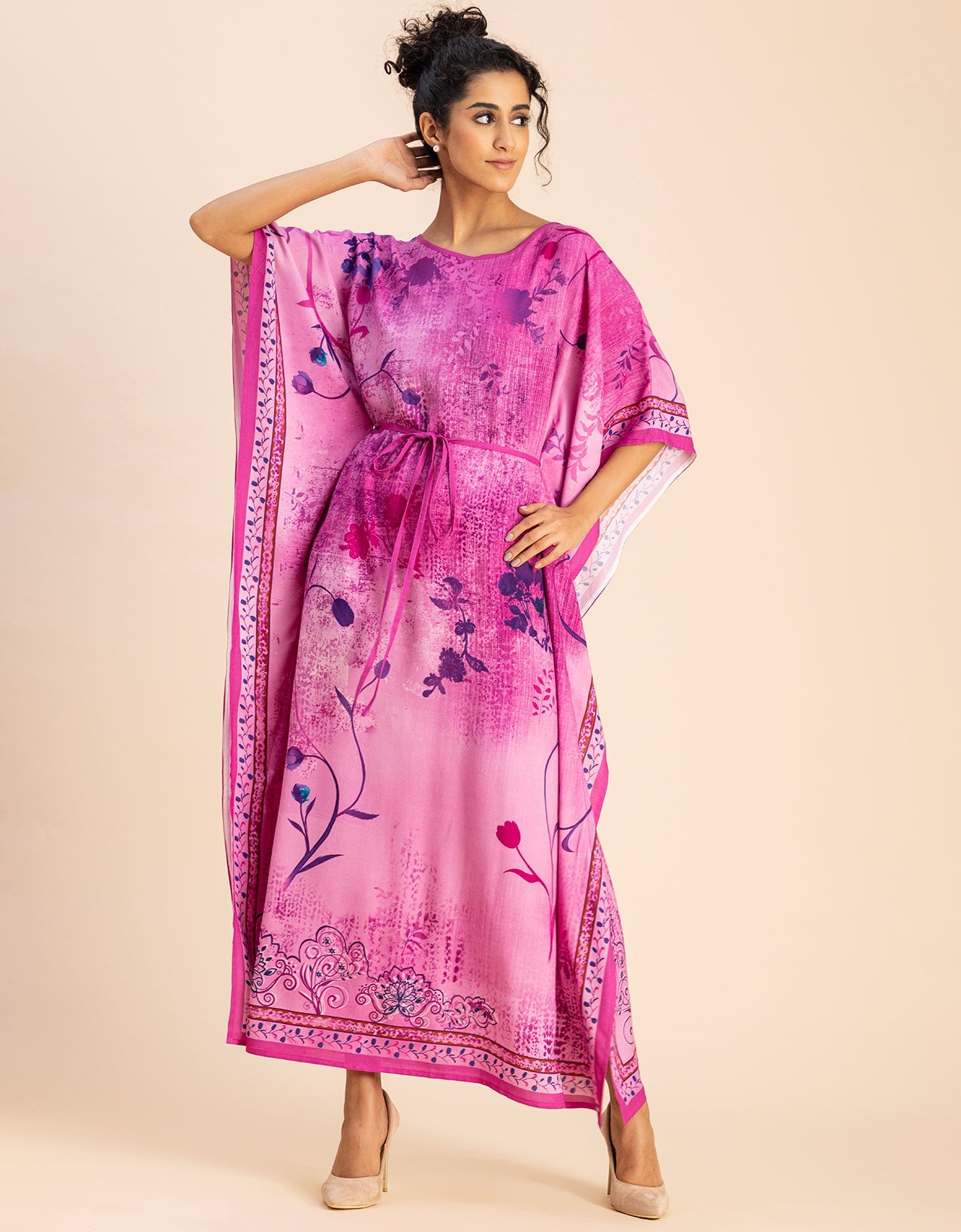 Printed Viscose Rayon Short Sleeve Kaftan