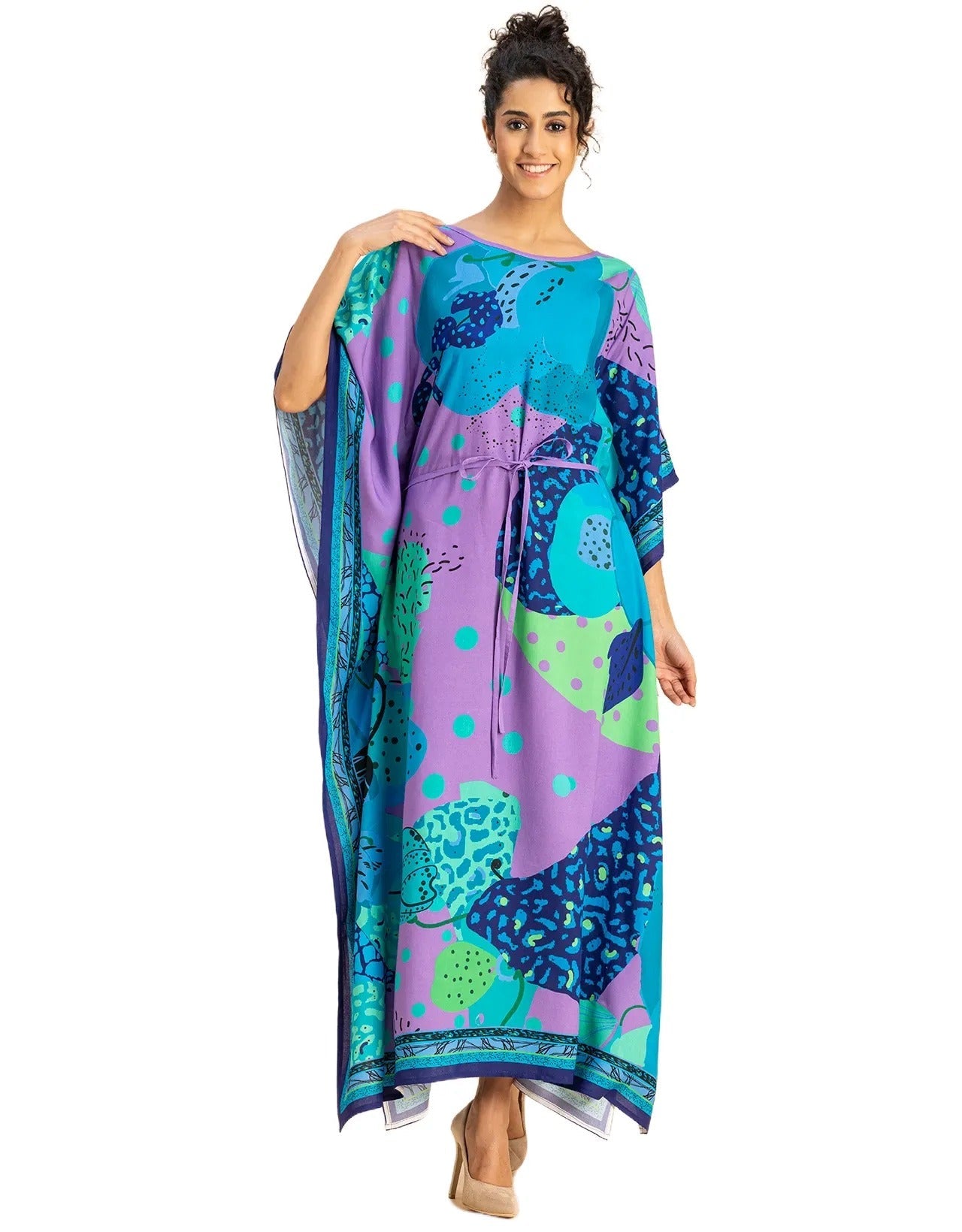 Printed Viscose Rayon Short Sleeve Kaftan