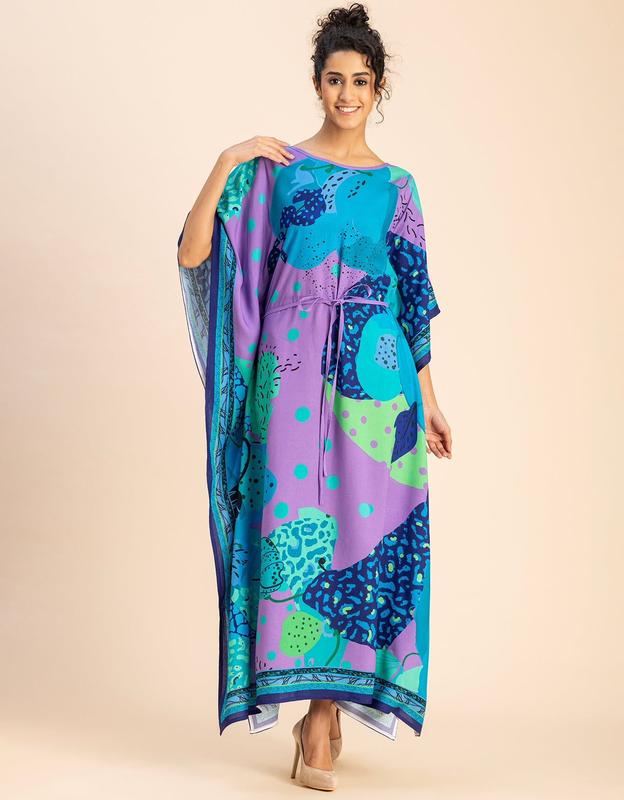 Printed Viscose Rayon Short Sleeve Kaftan