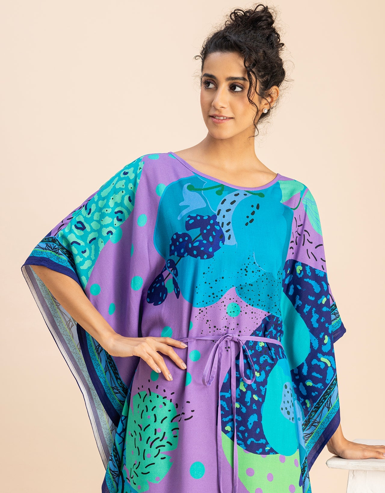 Printed Viscose Rayon Short Sleeve Kaftan