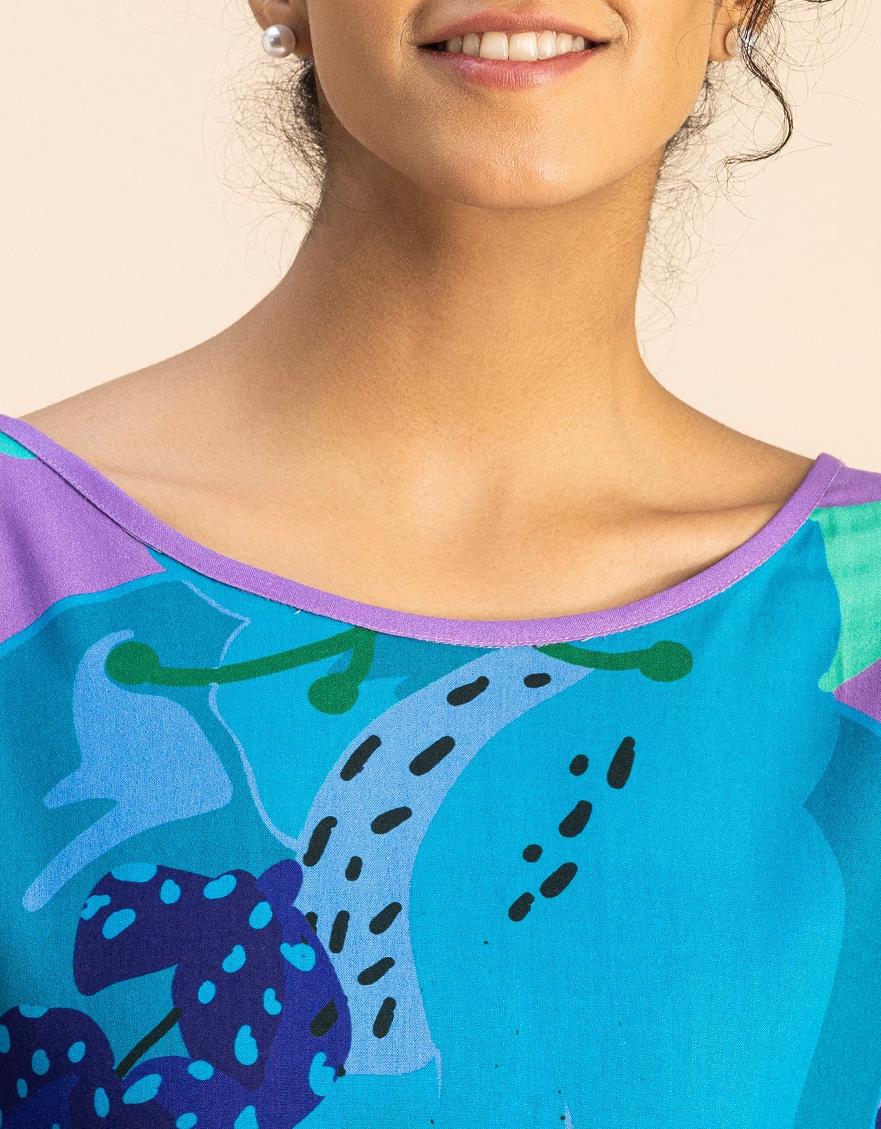 Printed Viscose Rayon Short Sleeve Kaftan