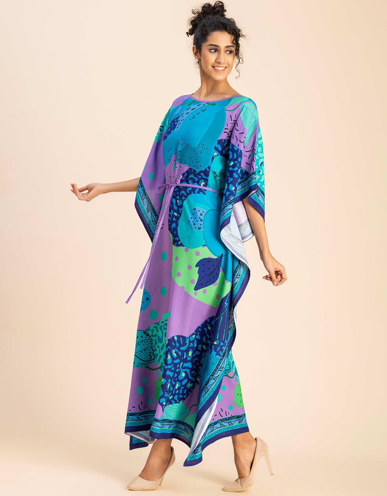 Printed Viscose Rayon Short Sleeve Kaftan