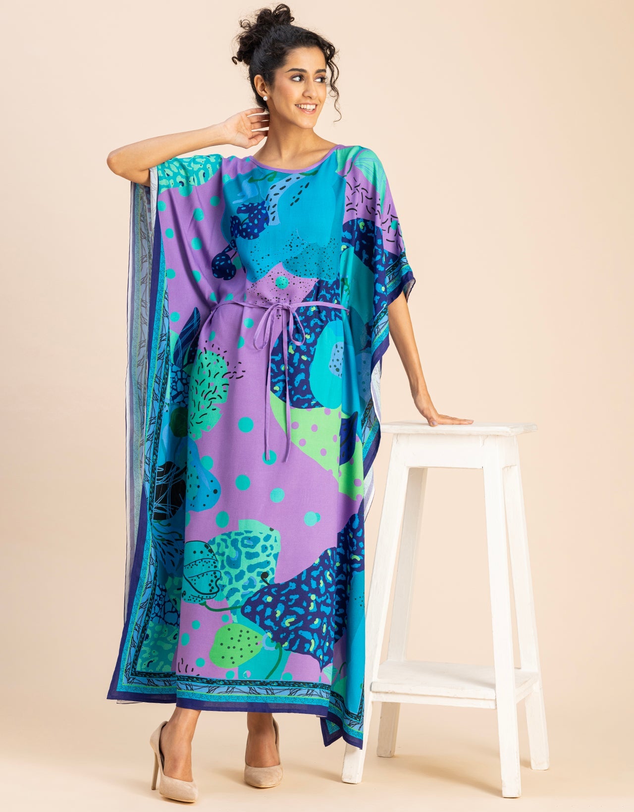 Printed Viscose Rayon Short Sleeve Kaftan