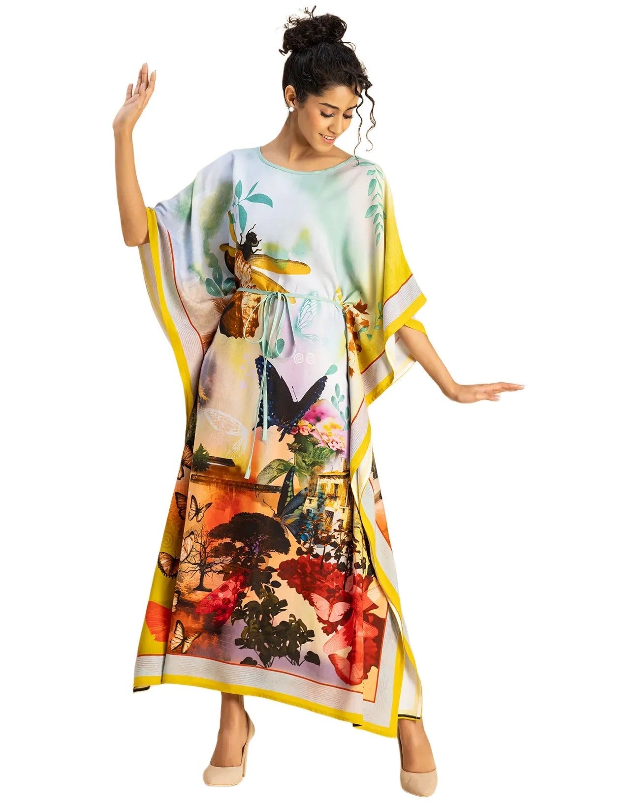 Printed Viscose Rayon Short Sleeve Kaftan