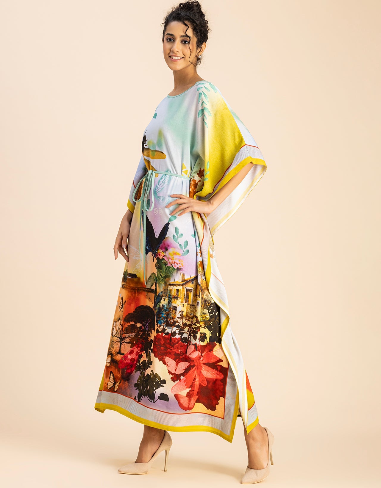 Printed Viscose Rayon Short Sleeve Kaftan