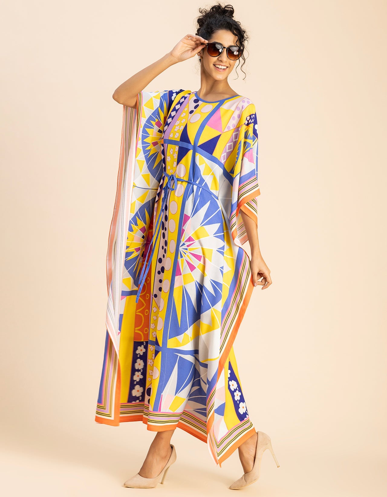 Printed Viscose Rayon Short Sleeve Kaftan