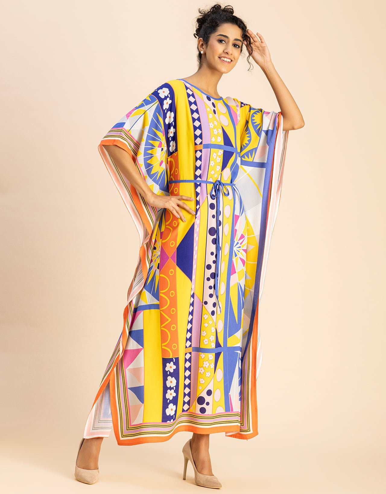 Printed Viscose Rayon Short Sleeve Kaftan