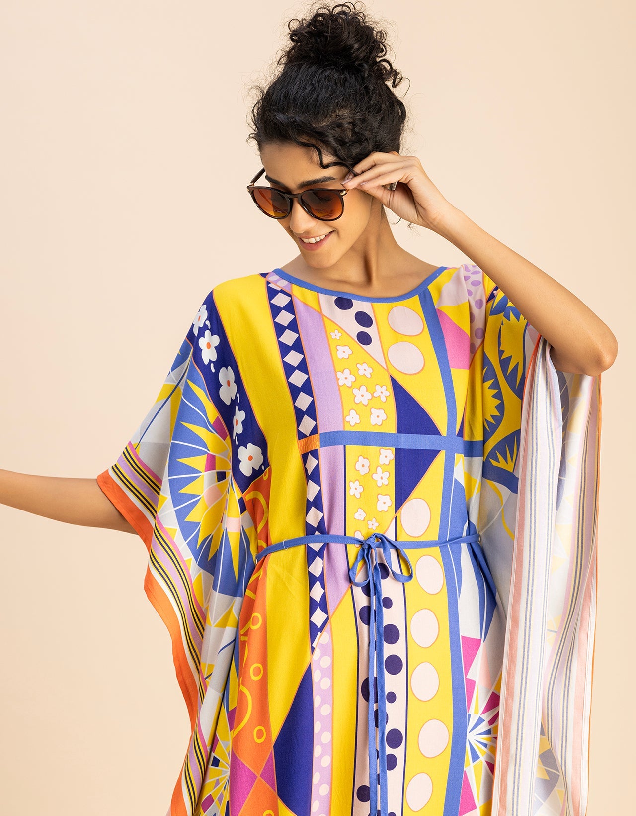 Printed Viscose Rayon Short Sleeve Kaftan
