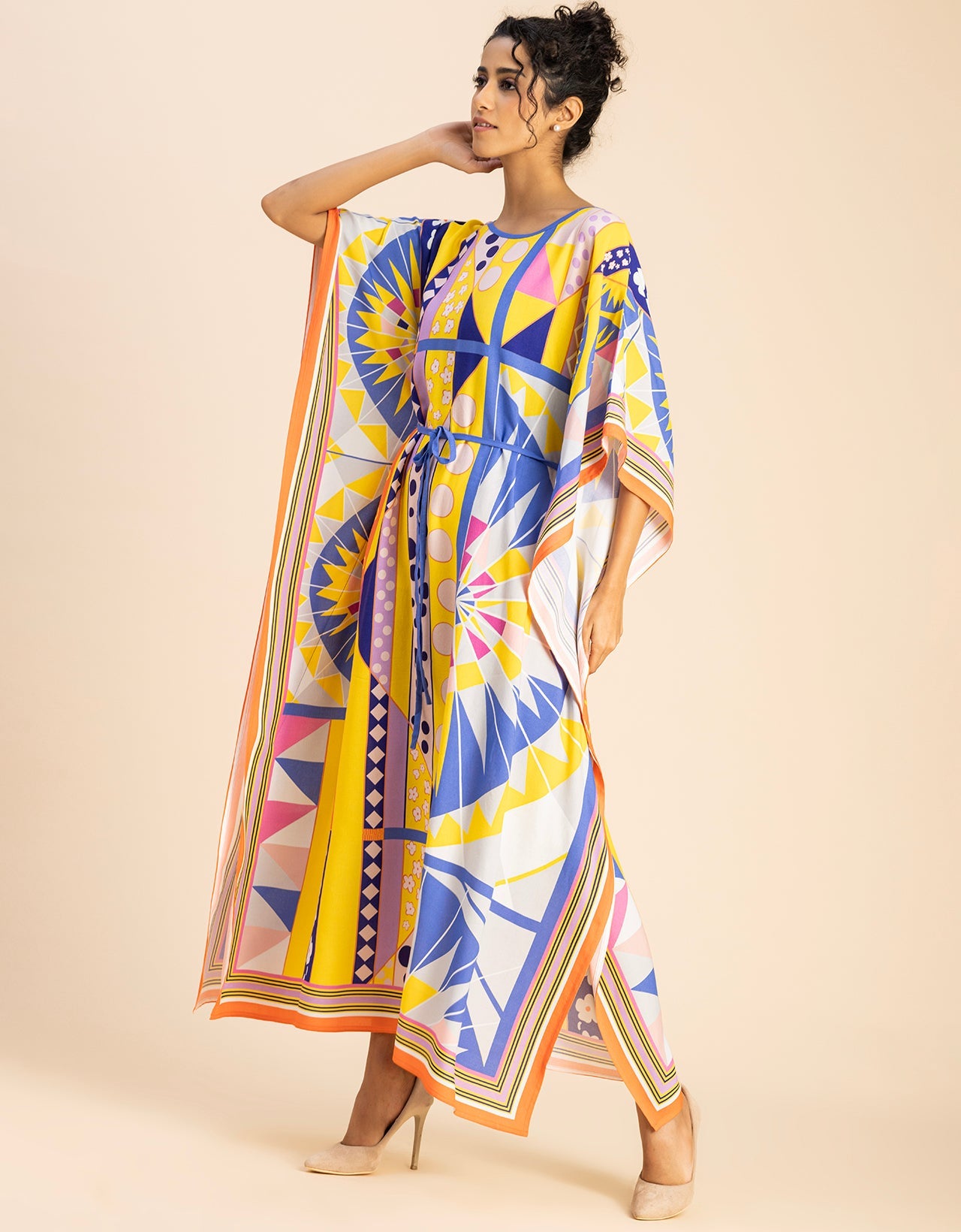Printed Viscose Rayon Short Sleeve Kaftan