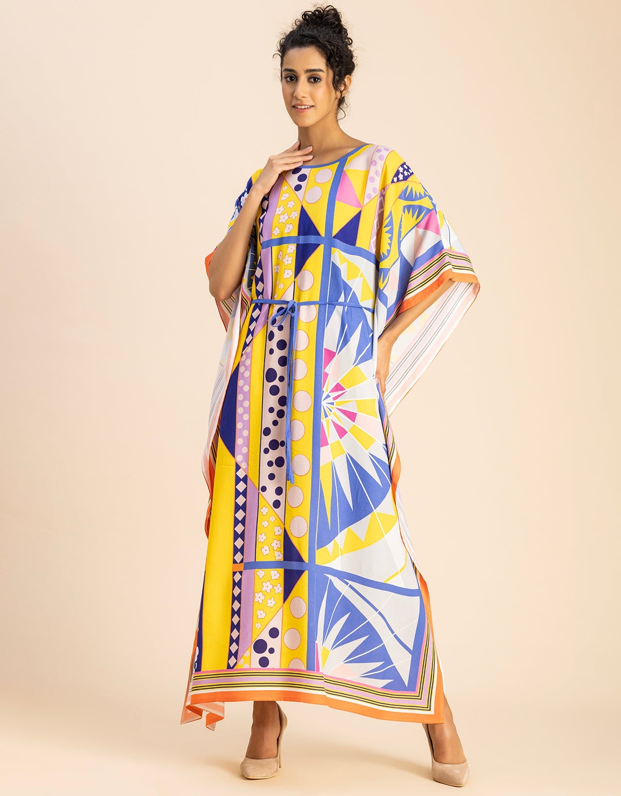 Printed Viscose Rayon Short Sleeve Kaftan
