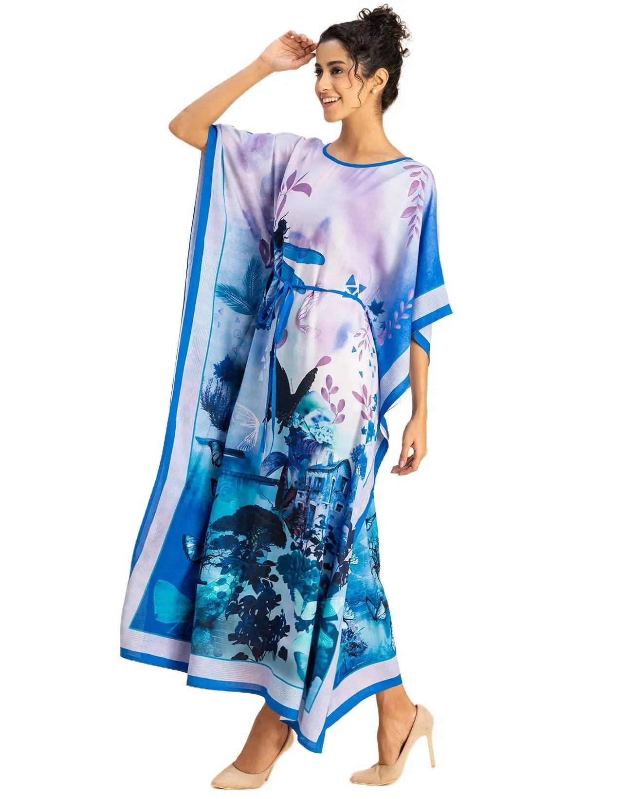 Printed Viscose Rayon Short Sleeve Kaftan