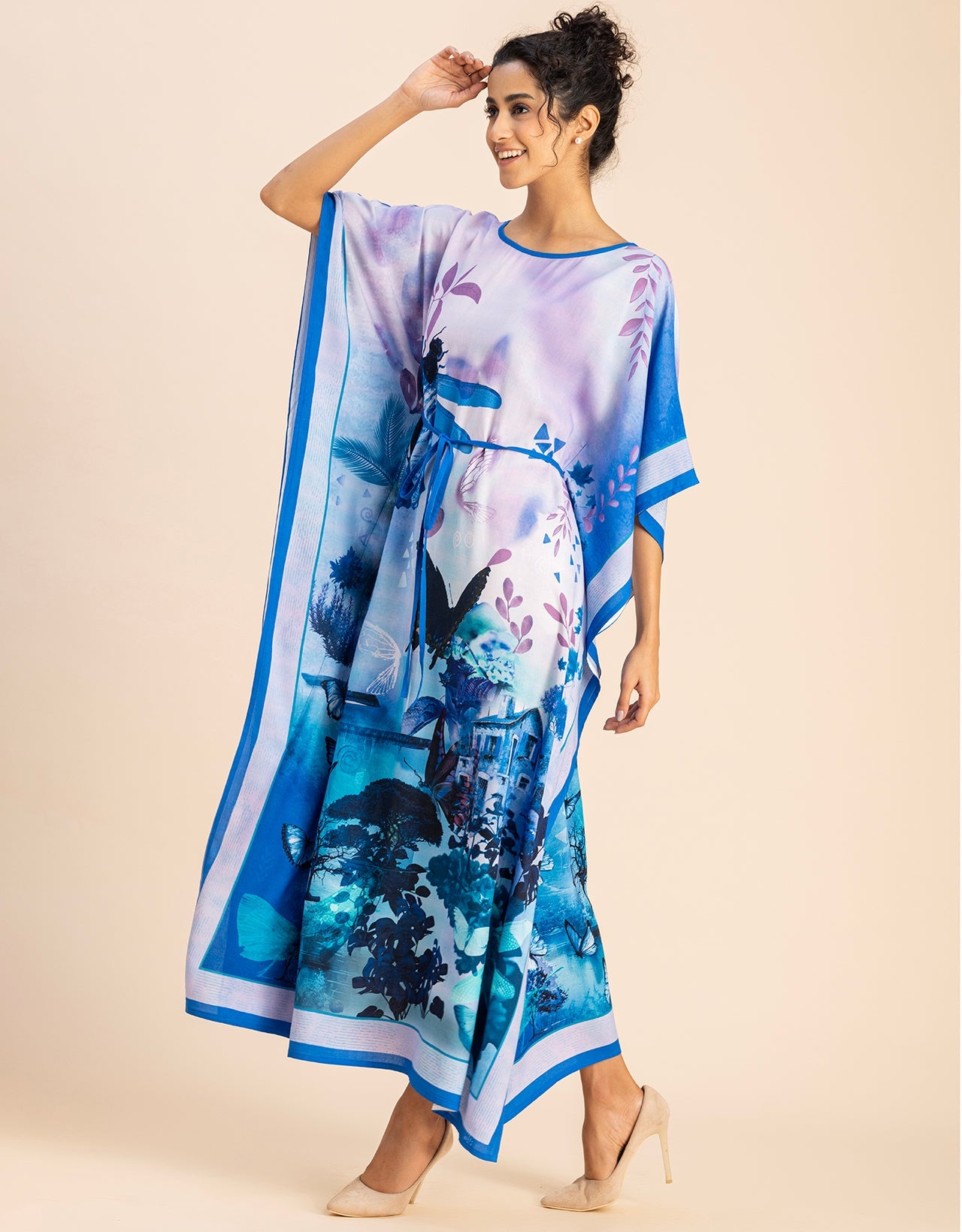 Printed Viscose Rayon Short Sleeve Kaftan