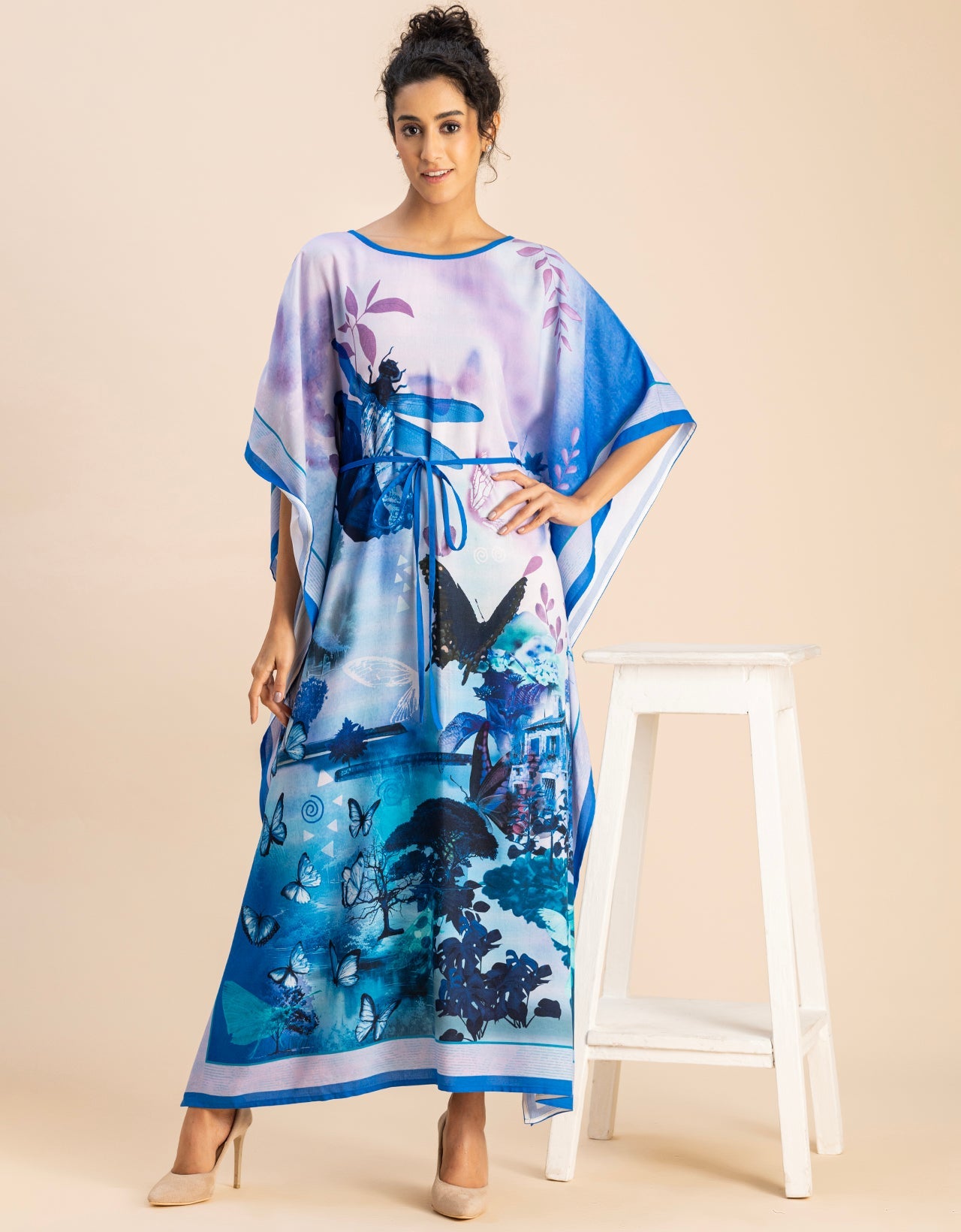 Printed Viscose Rayon Short Sleeve Kaftan