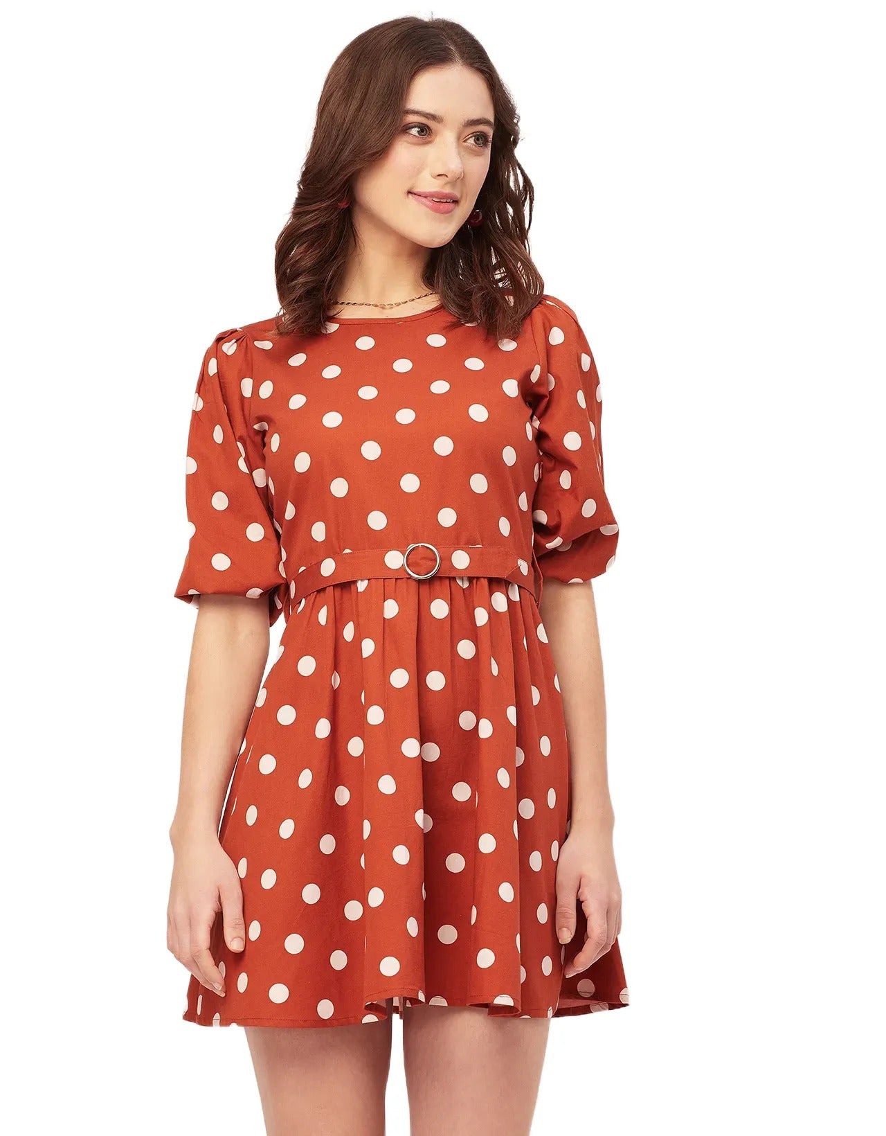 Round Neck Skater Printed Cotton Dress