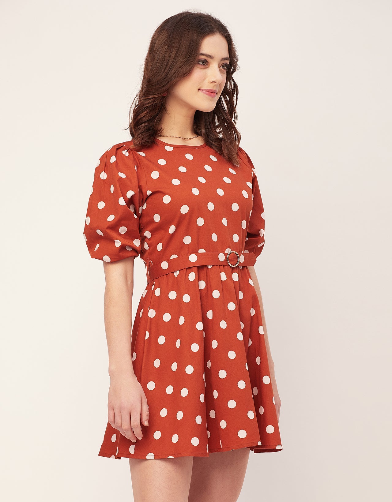 Round Neck Skater Printed Cotton Dress