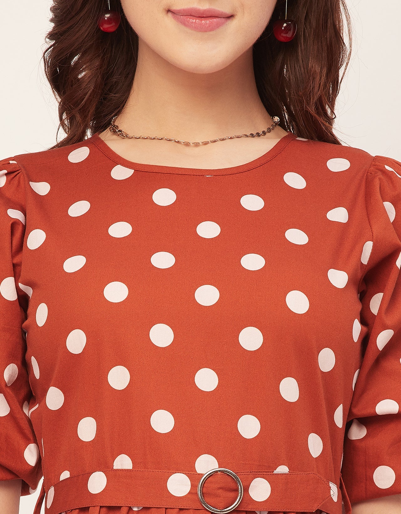 Round Neck Skater Printed Cotton Dress