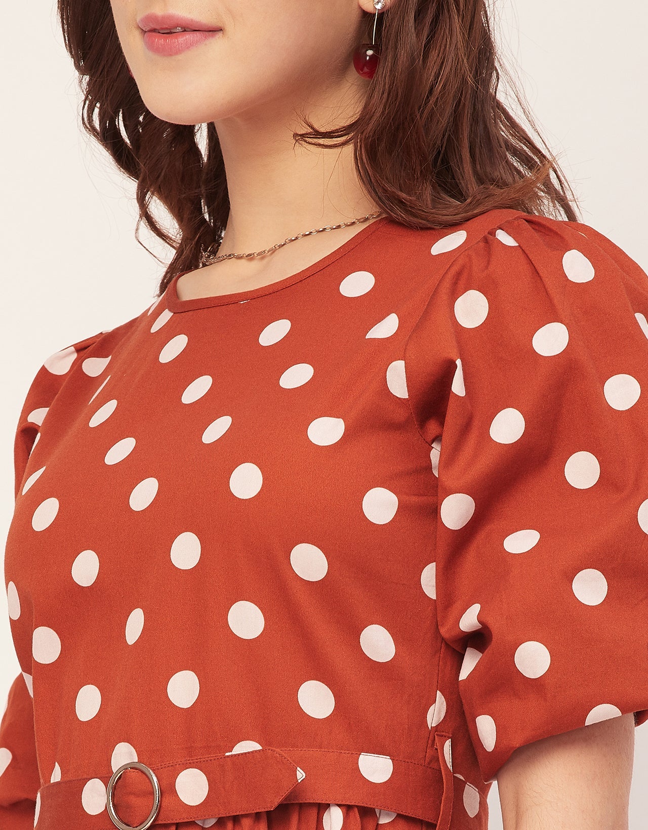 Round Neck Skater Printed Cotton Dress