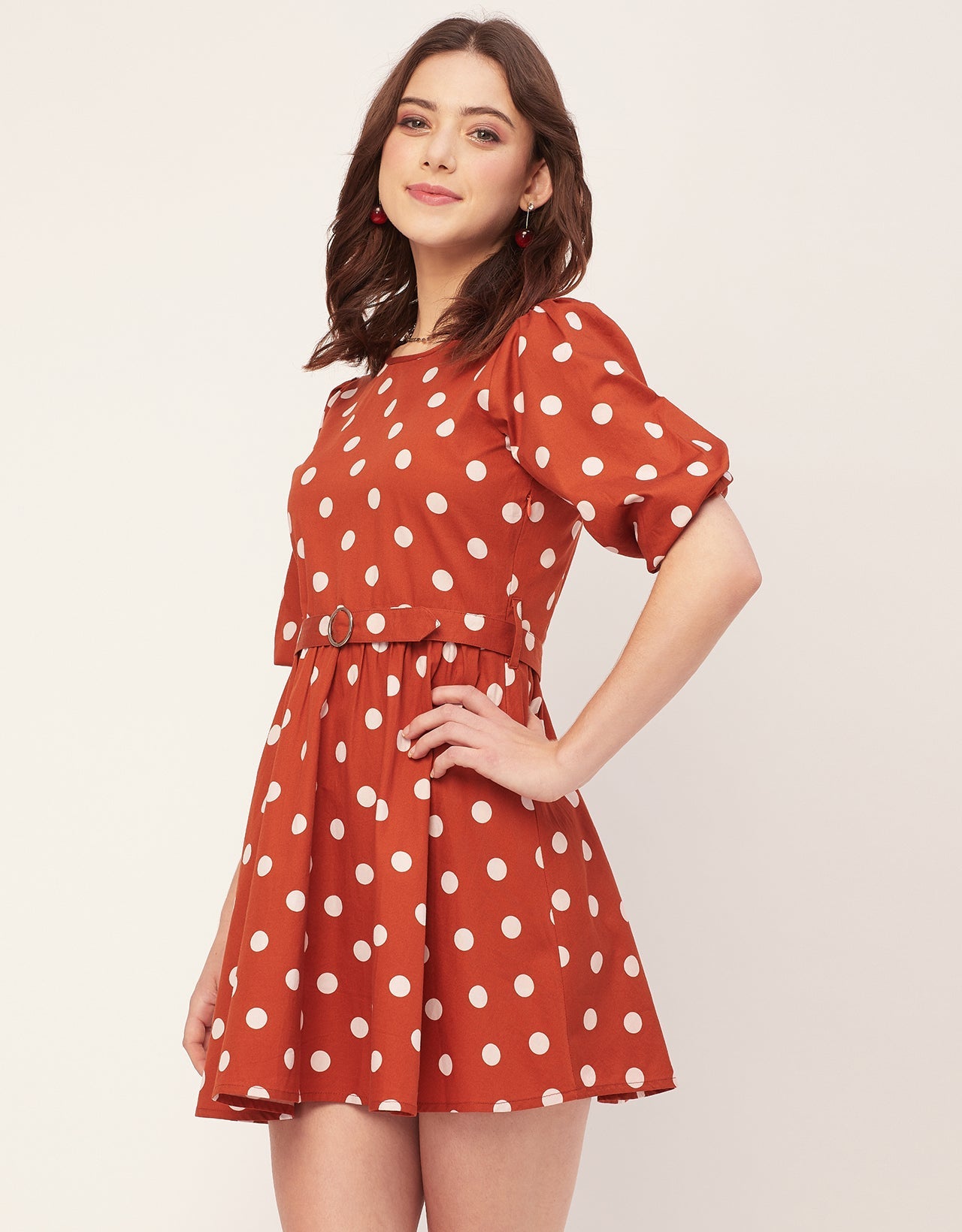 Round Neck Skater Printed Cotton Dress
