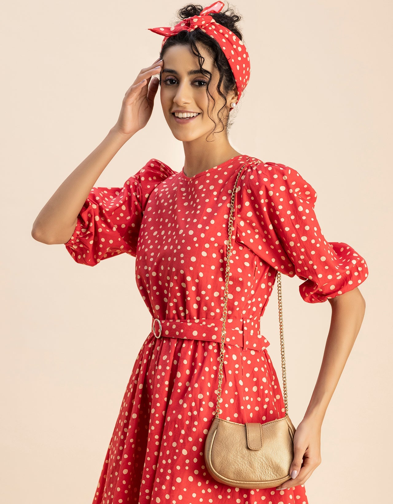 Round Neck Skater Printed Cotton Dress