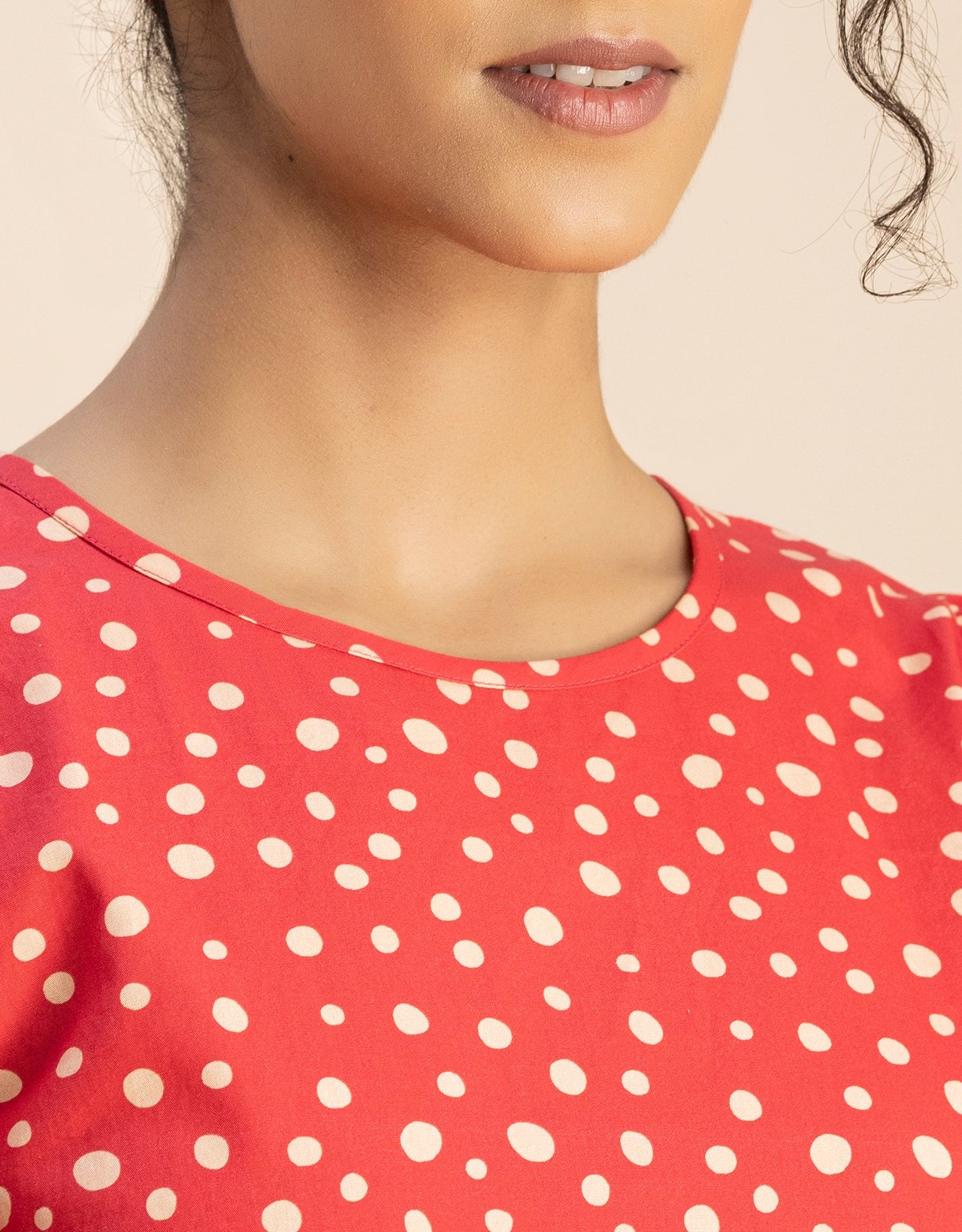 Round Neck Skater Printed Cotton Dress