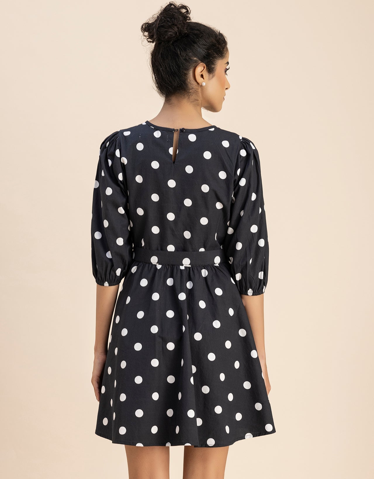 Round Neck Skater Printed Cotton Dress