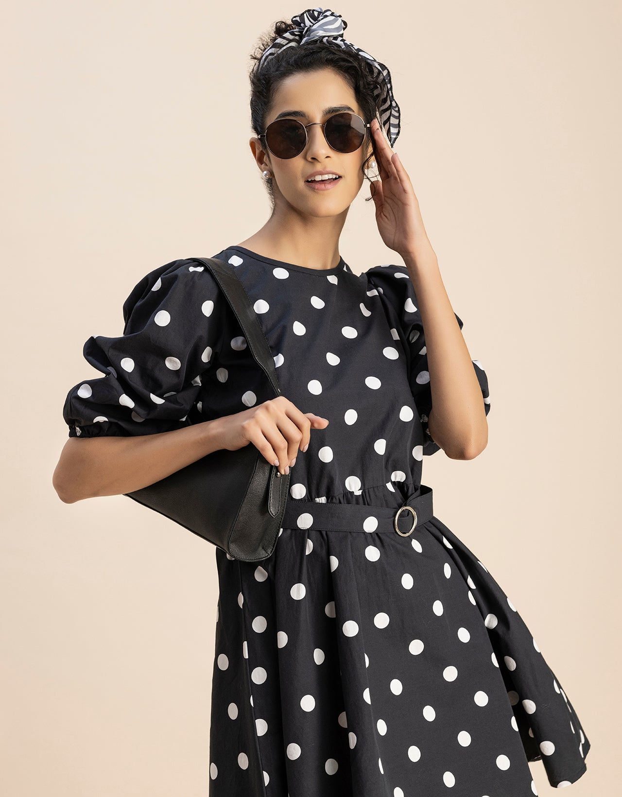 Round Neck Skater Printed Cotton Dress