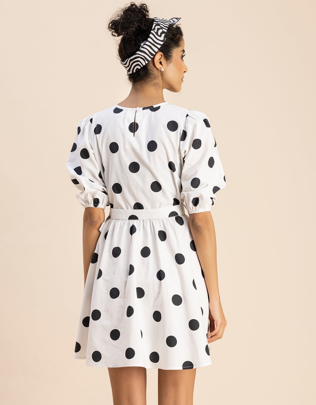 Round Neck Skater Printed Cotton Dress