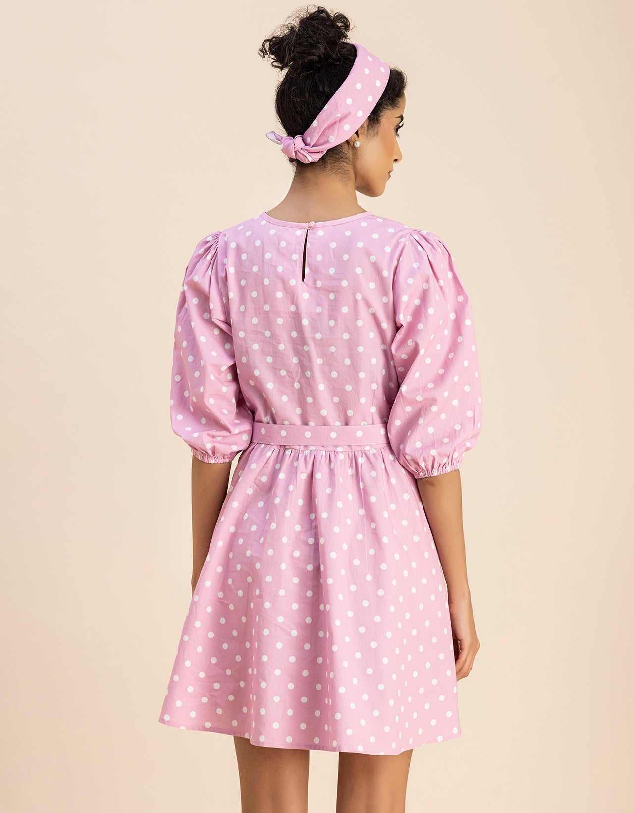 Round Neck Skater Printed Cotton Dress