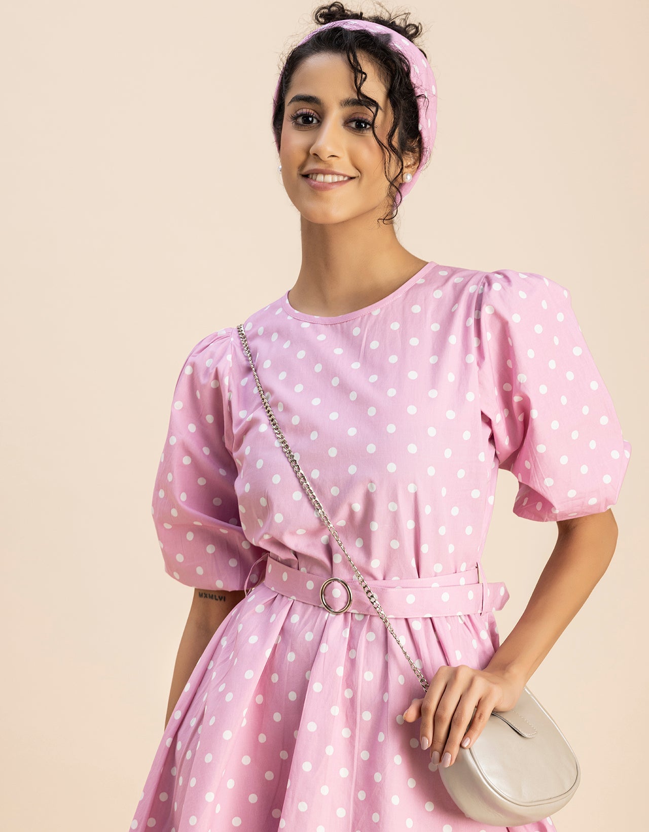 Round Neck Skater Printed Cotton Dress