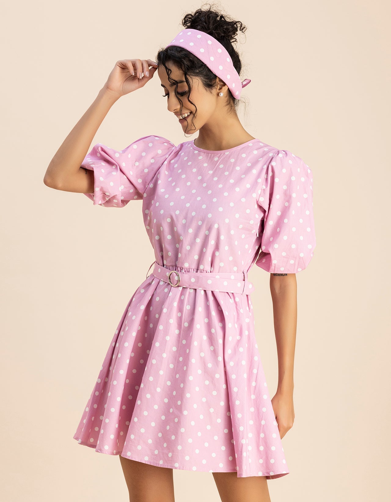 Round Neck Skater Printed Cotton Dress