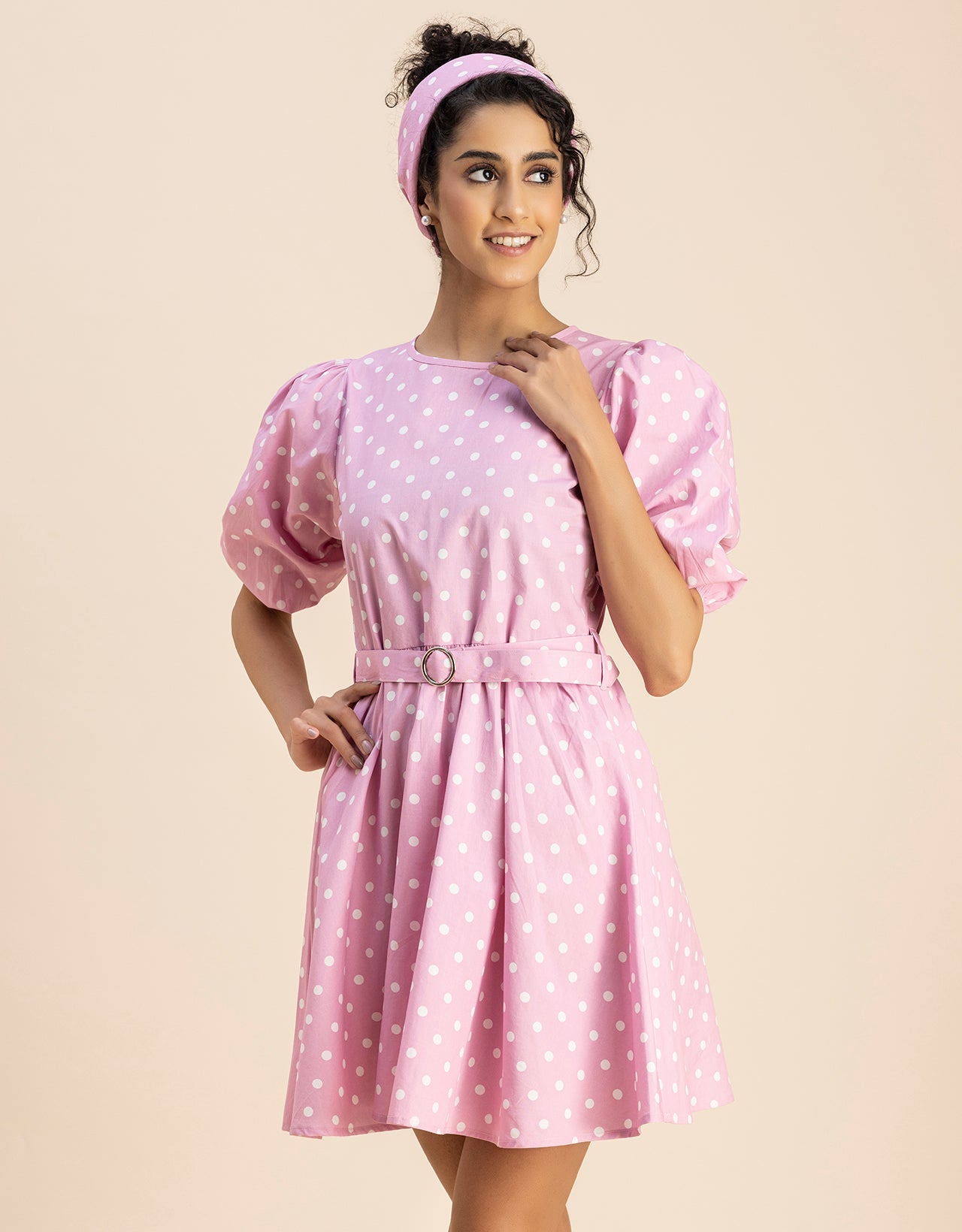 Round Neck Skater Printed Cotton Dress