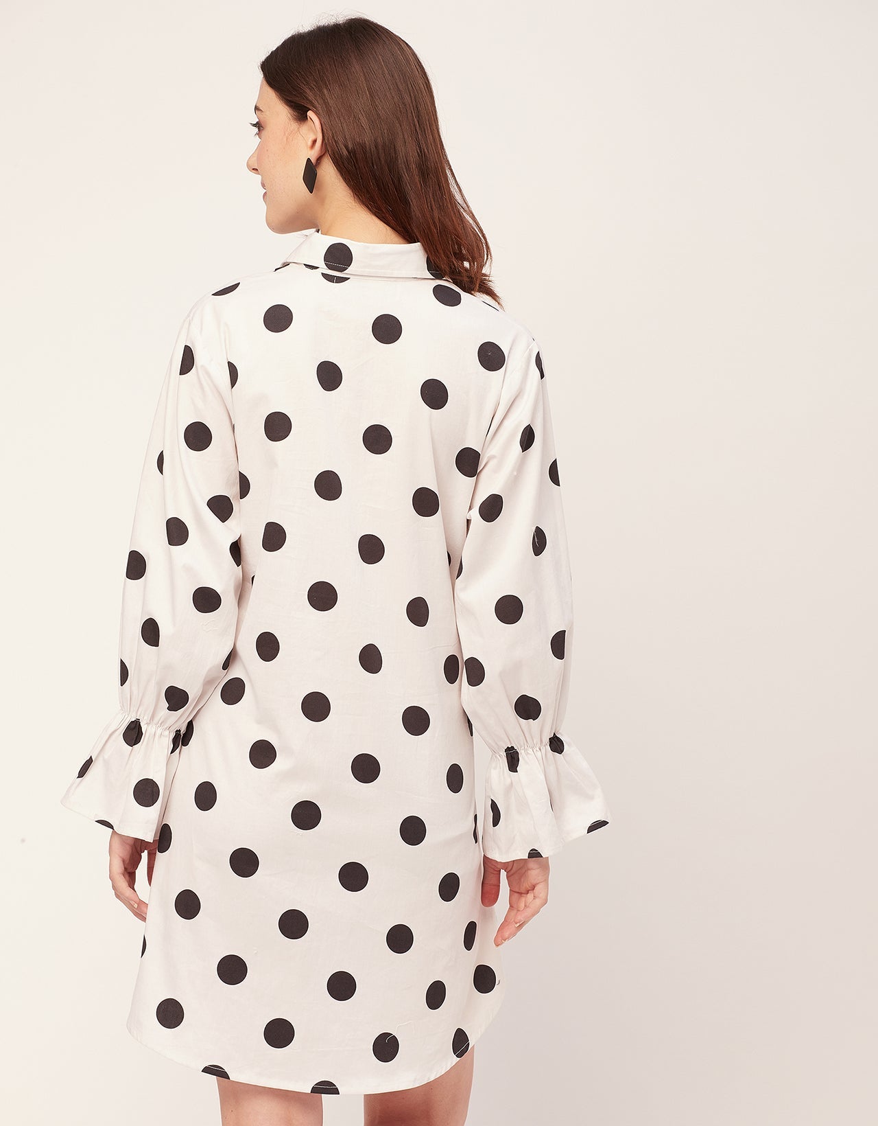 Spread Collar Shirt Cotton Dress