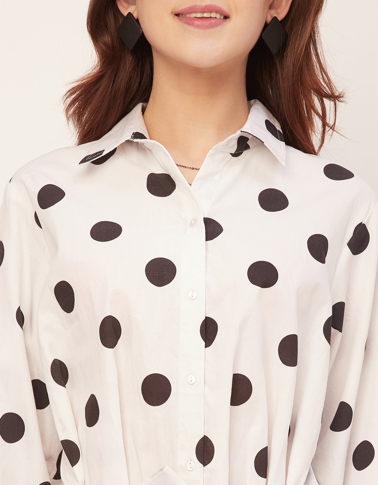 Spread Collar Shirt Cotton Dress