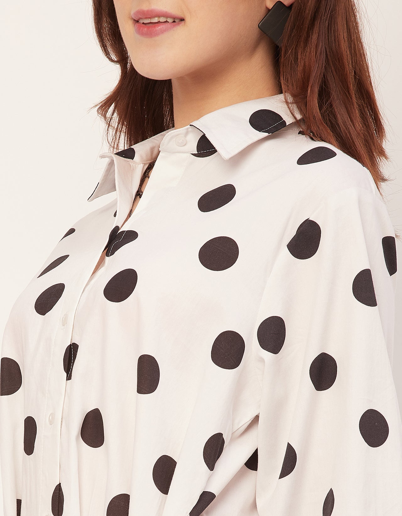 Spread Collar Shirt Cotton Dress
