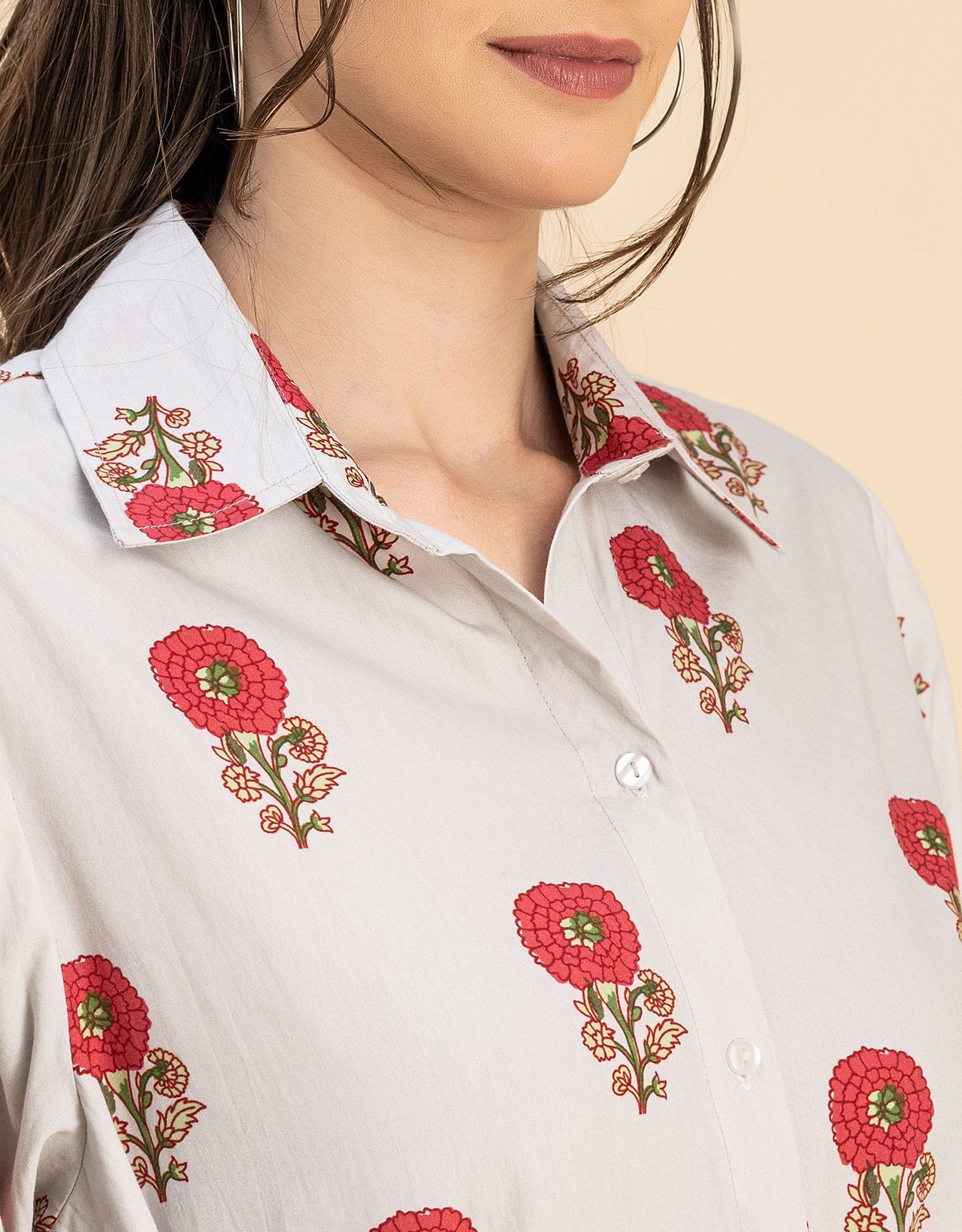 Spread Collar Shirt Cotton Dress