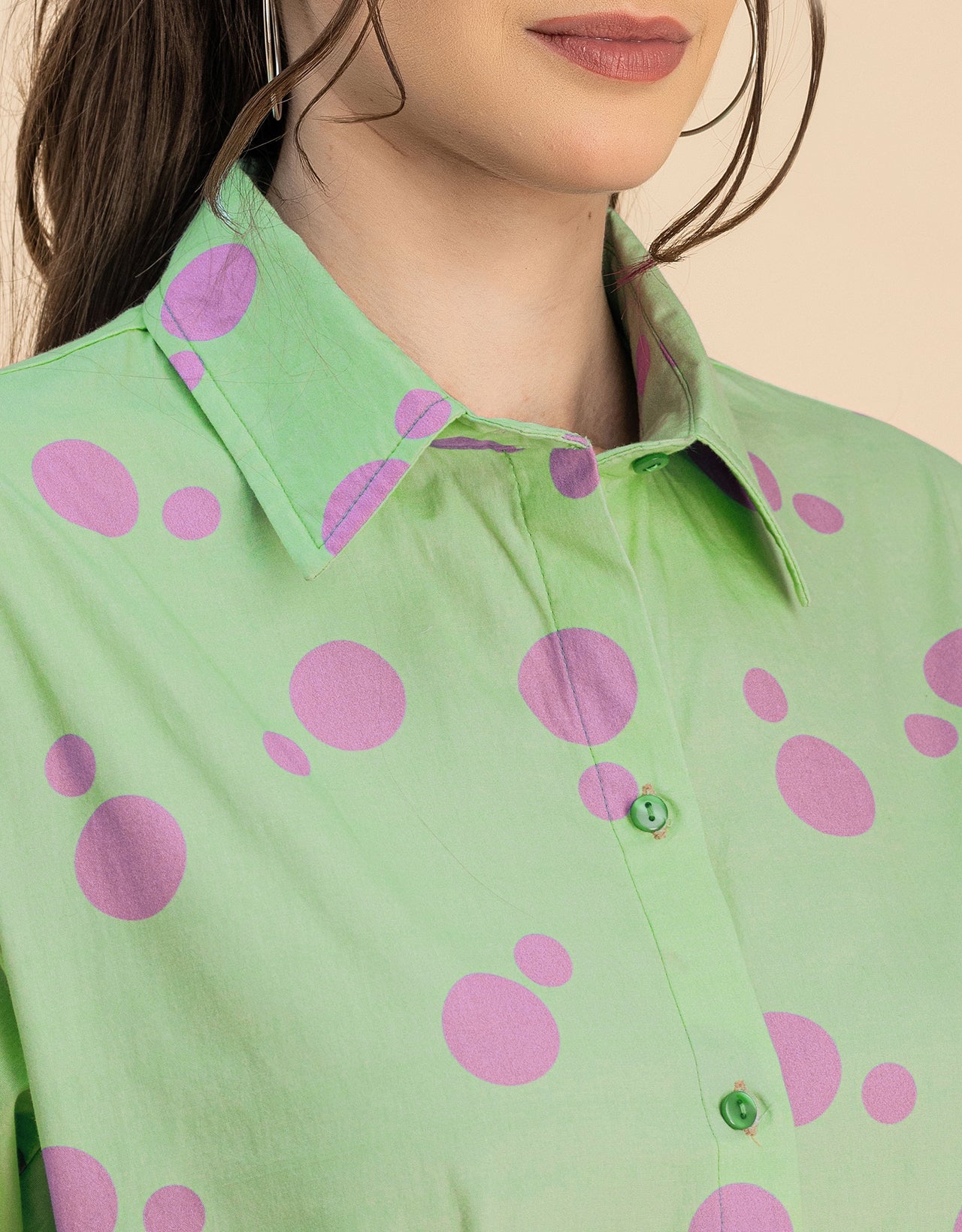 Spread Collar Shirt Cotton Dress