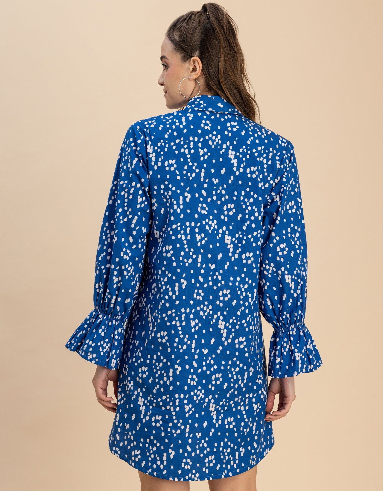 Spread Collar Shirt Cotton Dress