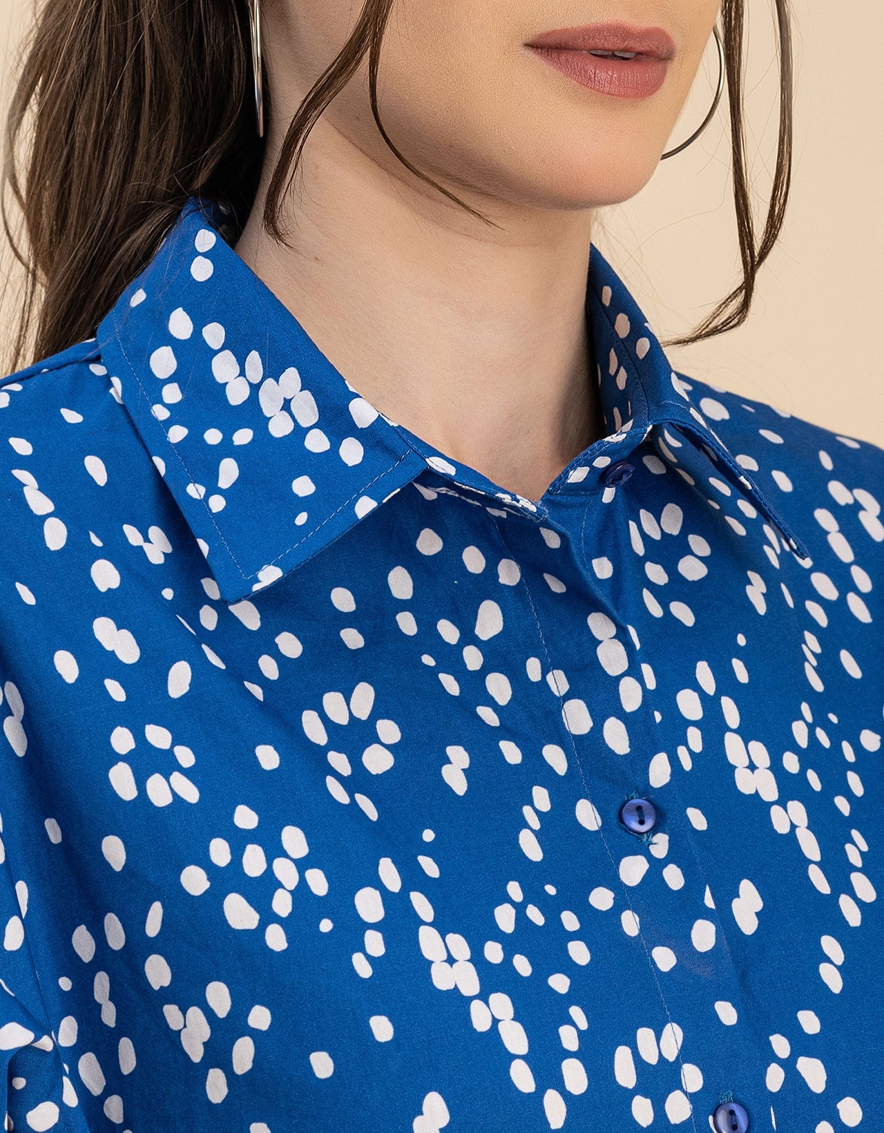 Spread Collar Shirt Cotton Dress