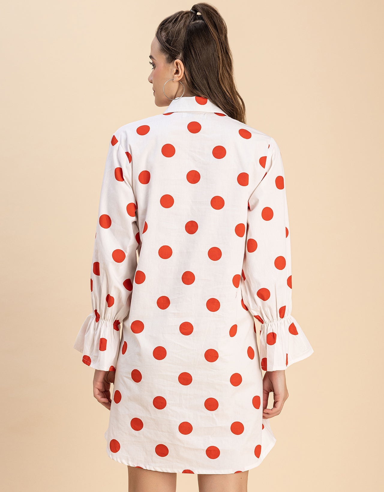 Spread Collar Shirt Cotton Dress