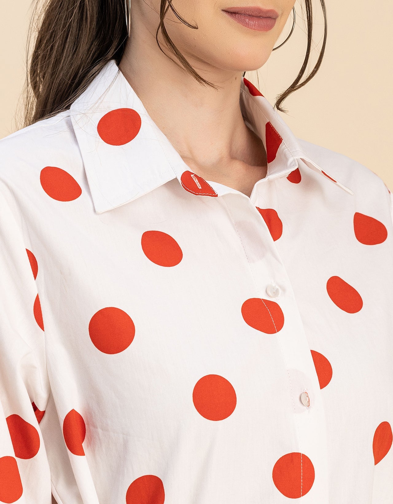 Spread Collar Shirt Cotton Dress
