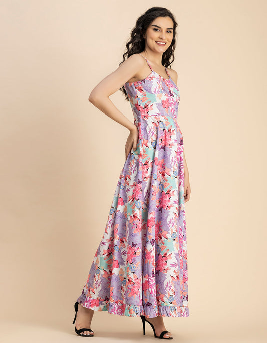 Sleeveless Sweetheart Neck Printed Dress