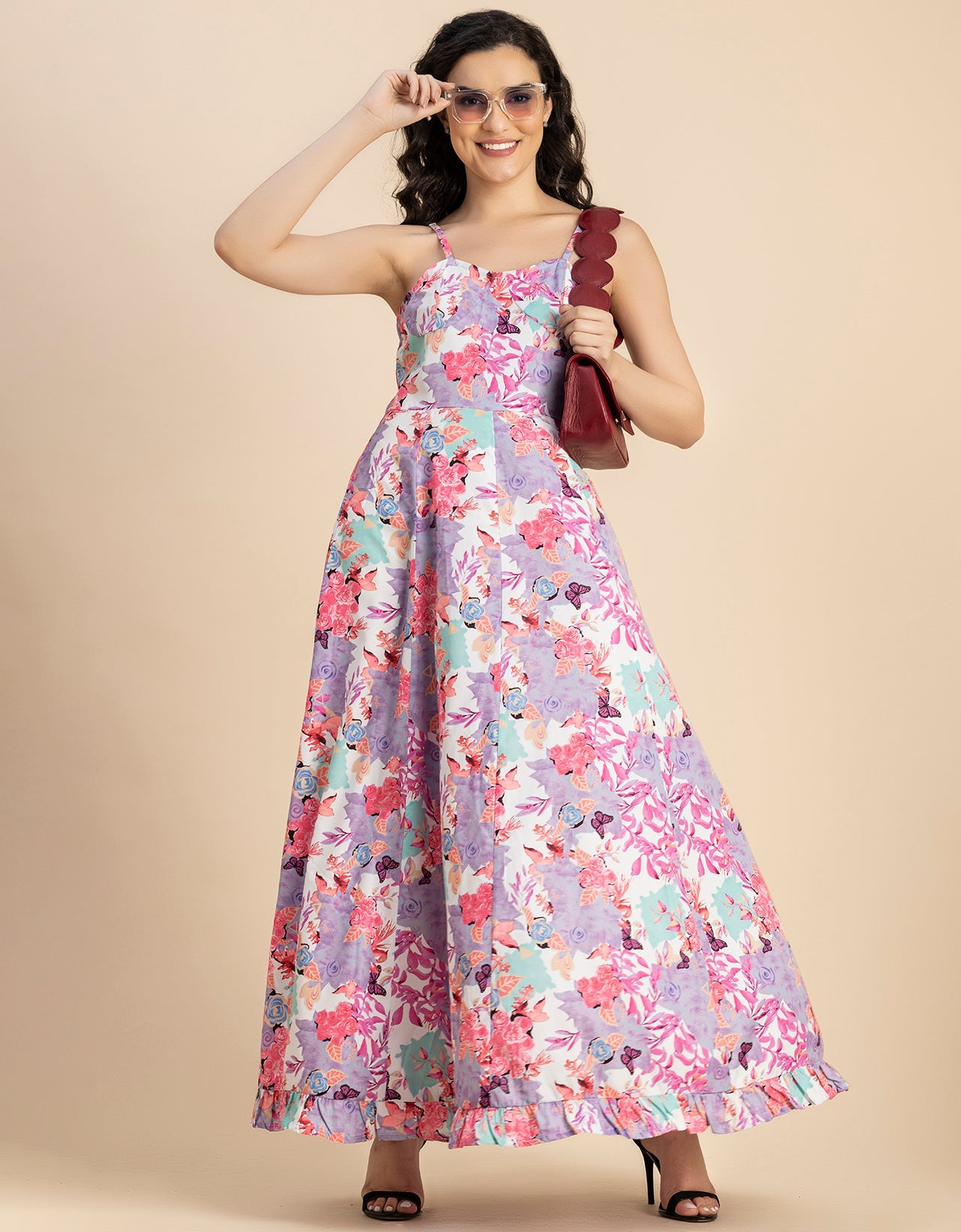 Sleeveless Sweetheart Neck Printed Dress