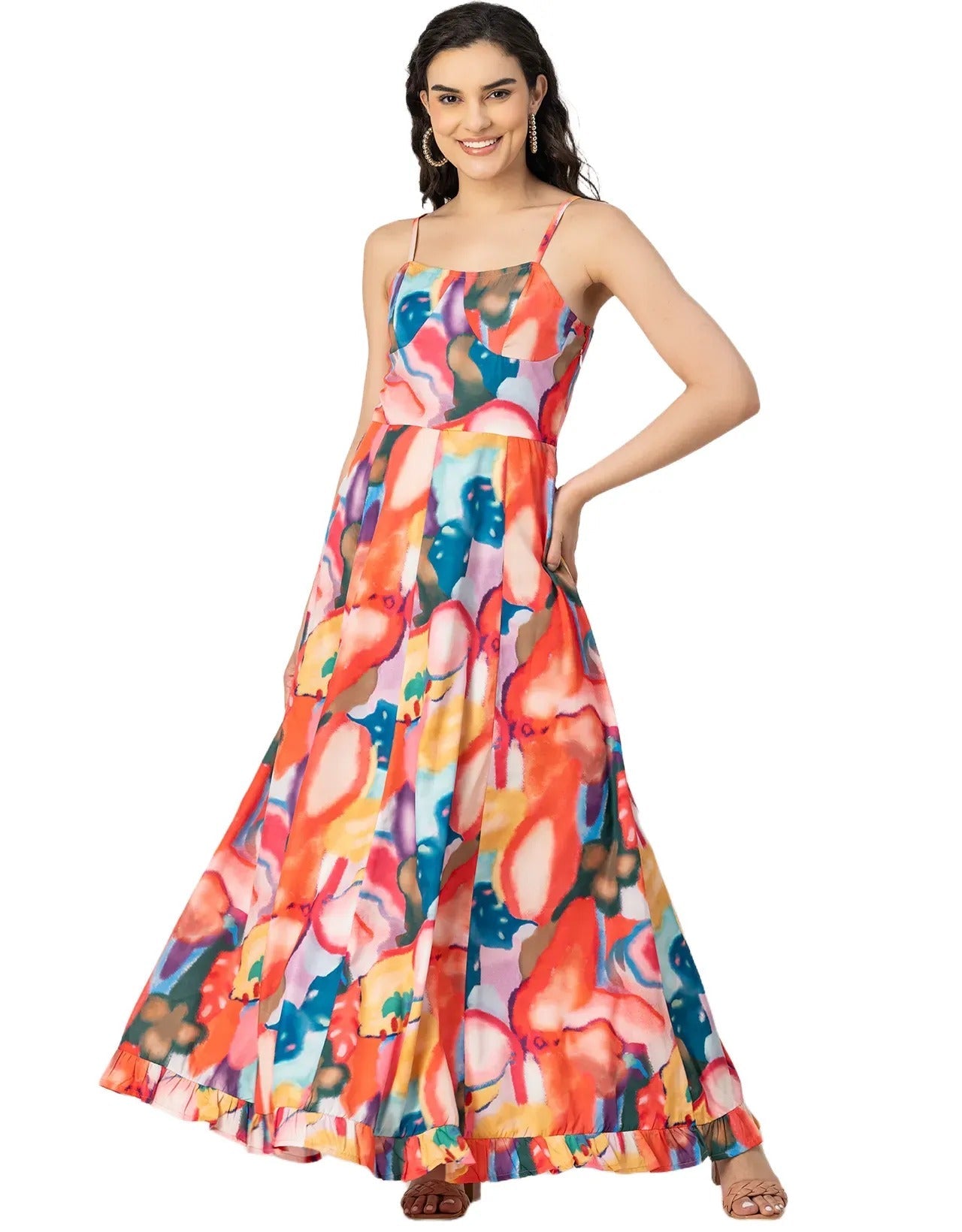 Sleeveless Sweetheart Neck Printed Dress
