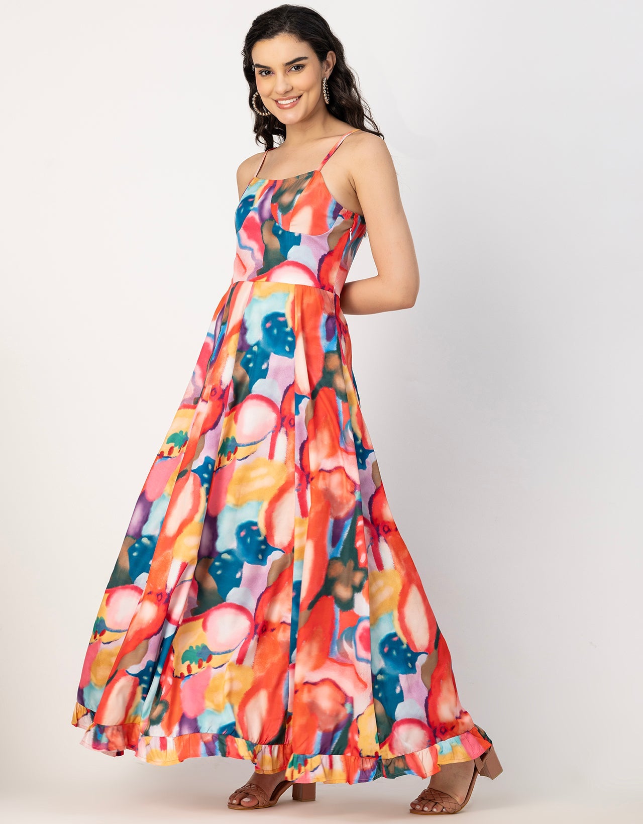 Sleeveless Sweetheart Neck Printed Dress