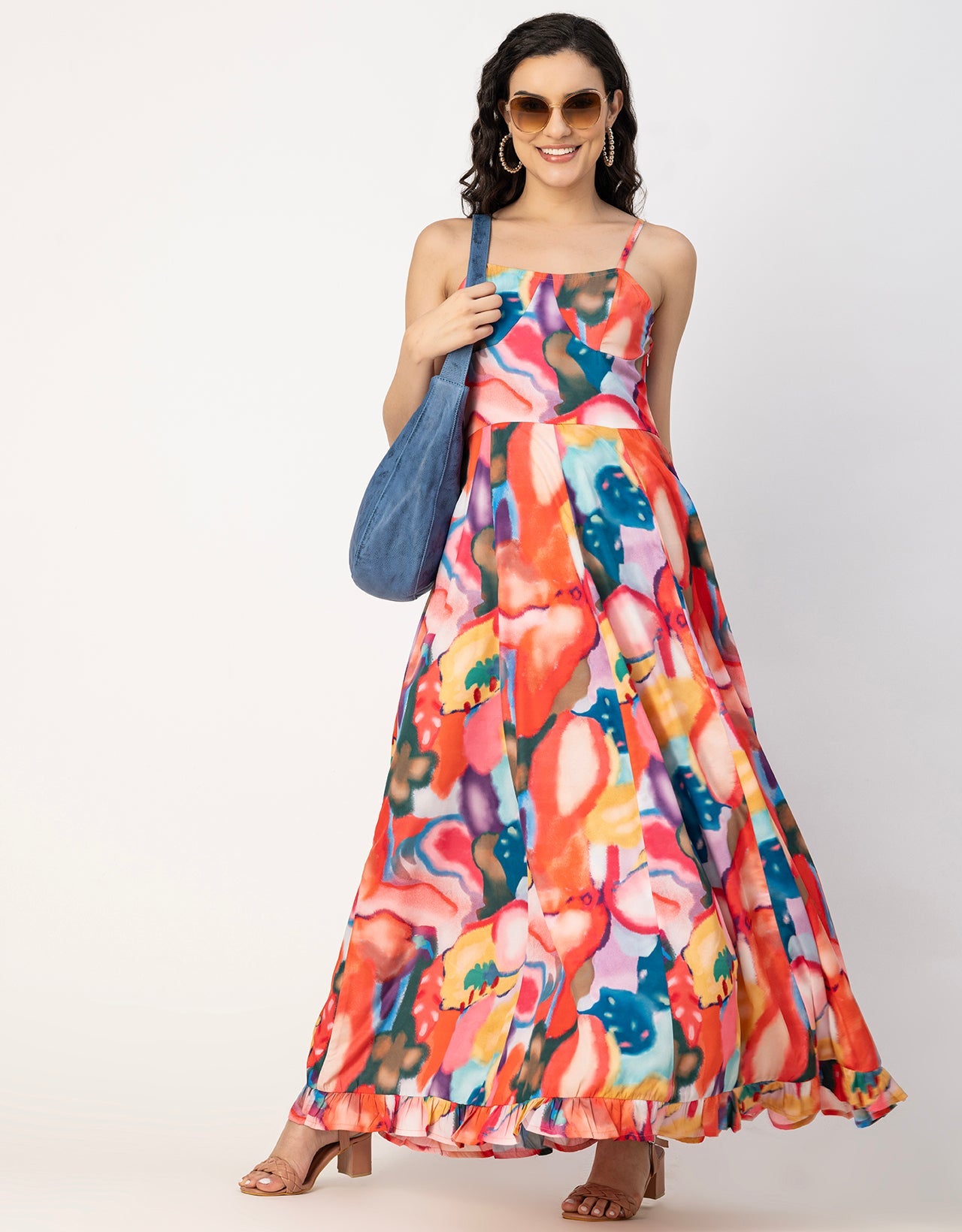 Sleeveless Sweetheart Neck Printed Dress