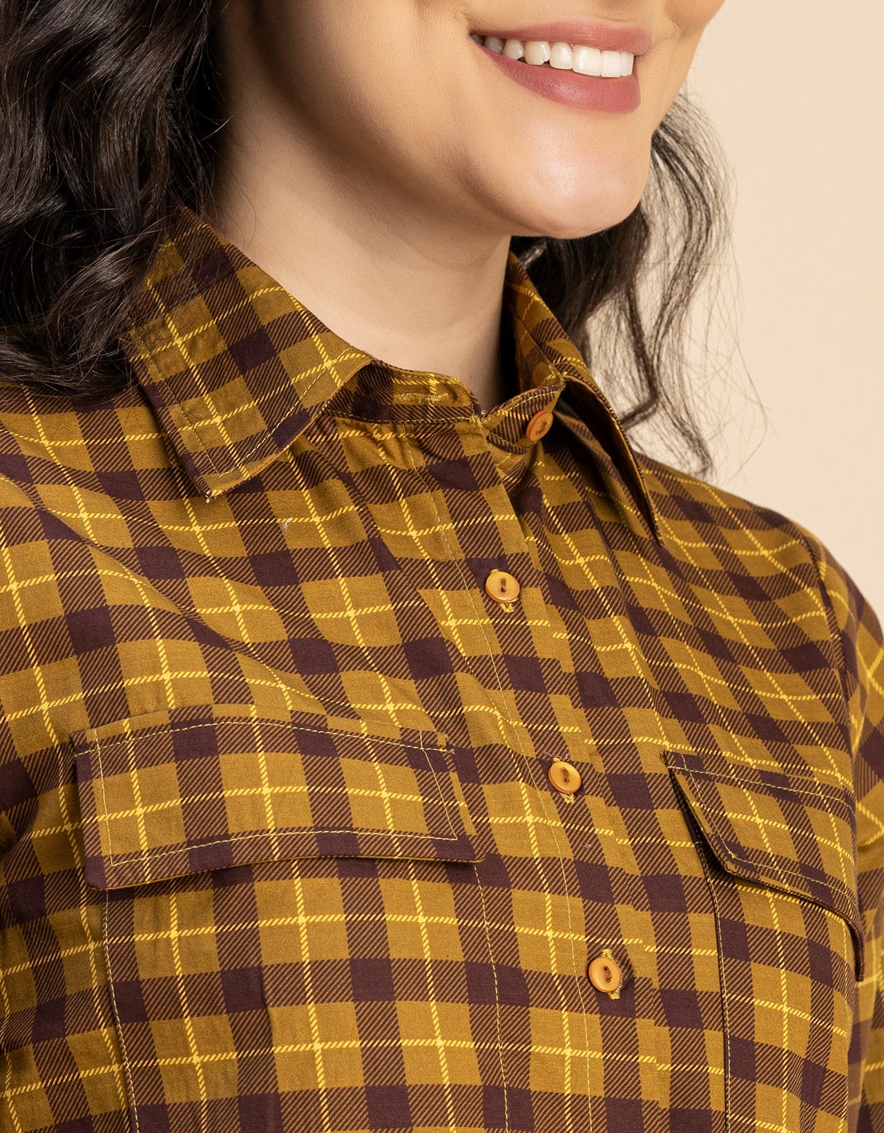 Long Sleeve Spread Collar Shirt Cotton Dress