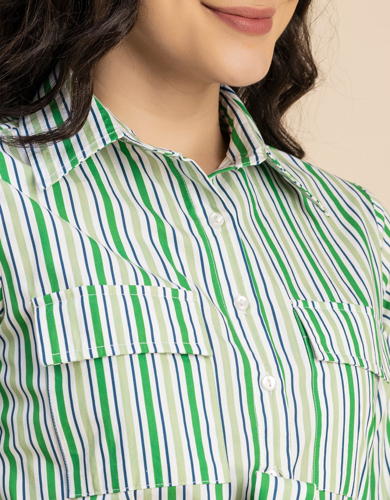 Long Sleeve Spread Collar Shirt Cotton Dress